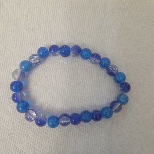 Light and dark blue beaded bracelet